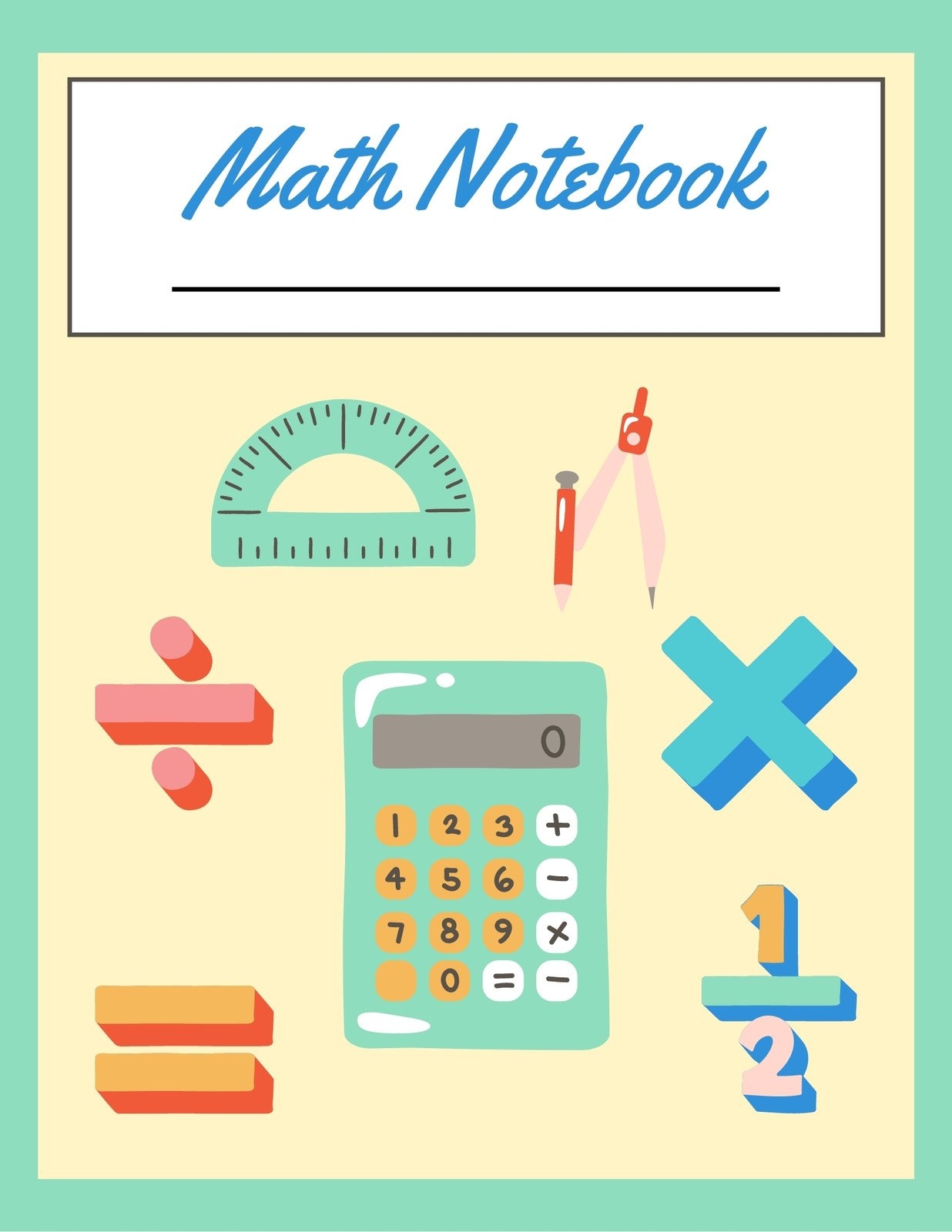 Free Printable Custom Math Notebook Cover Templates Canva