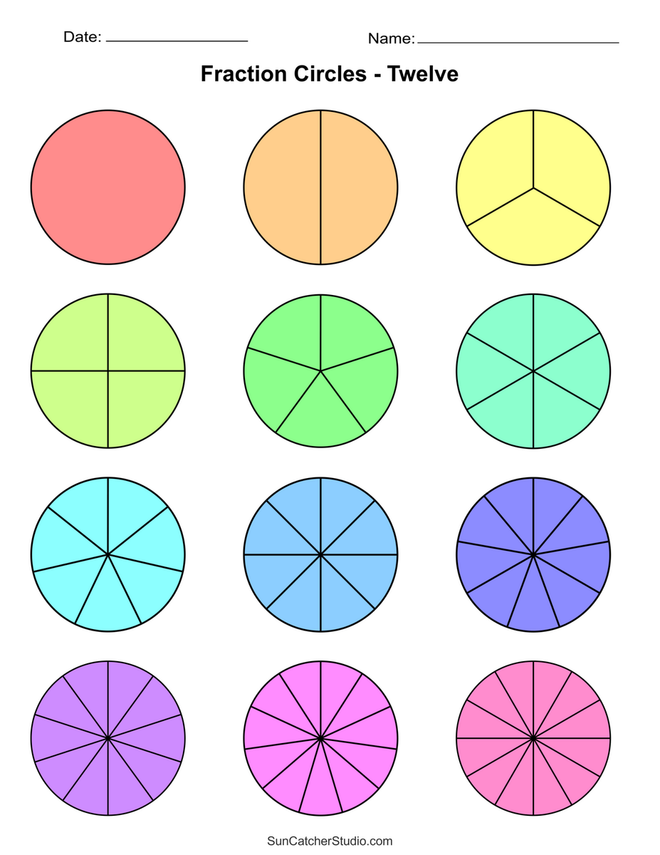 Free Printable Fraction Circles Templates And Worksheets Free Printables Lettering SVG Files Tools Apps