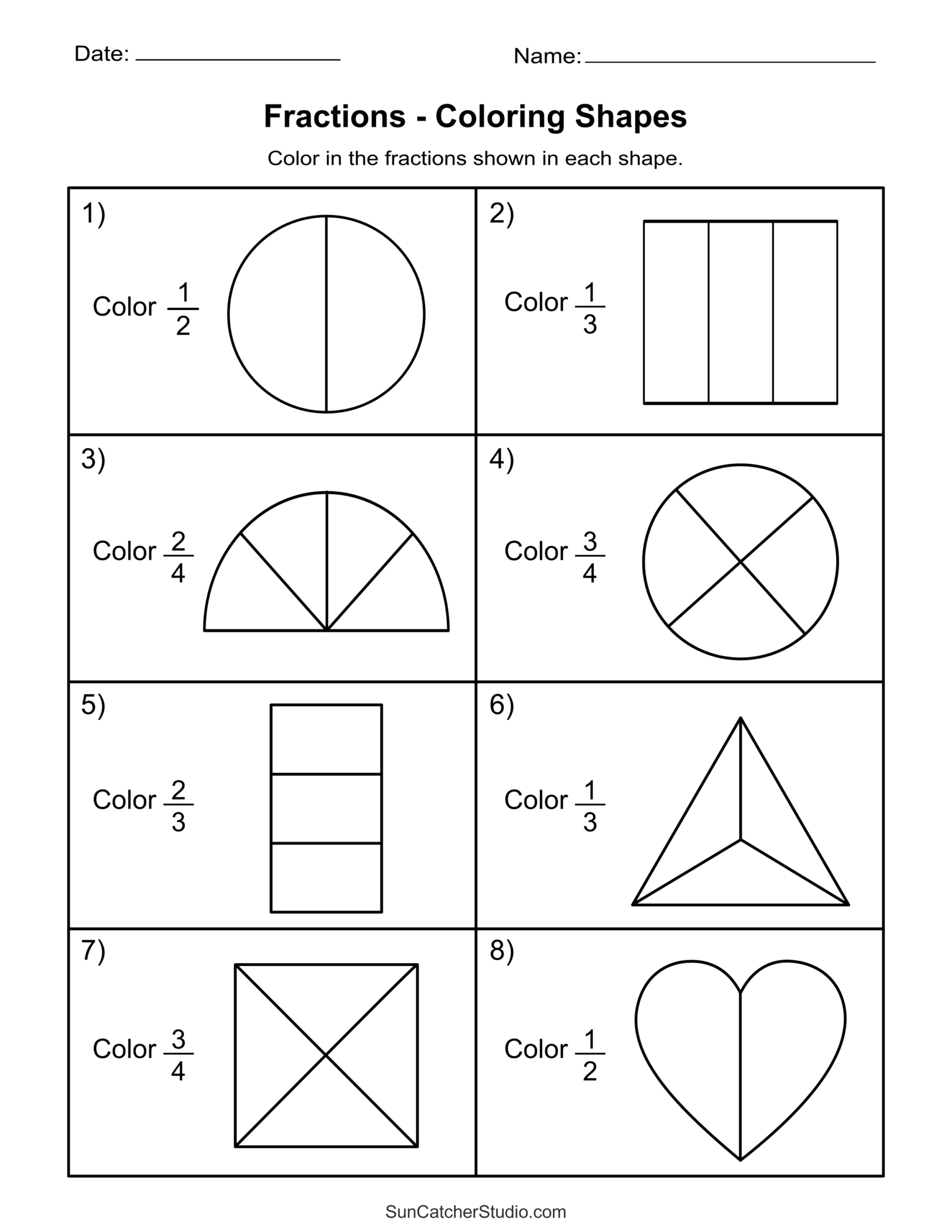 Free Printable Fractions Worksheets Comparing Identifying Free Printables Lettering SVG Files Tools Apps Fractions Worksheets K12 Math Worksheets