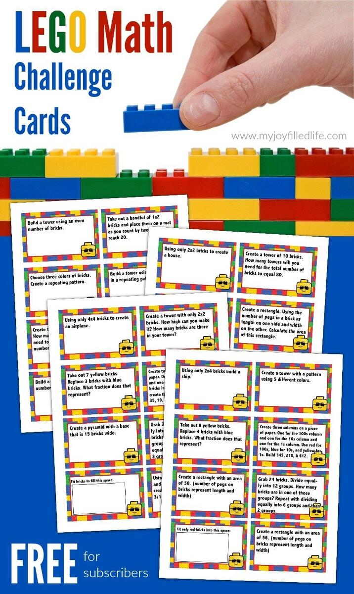 FREE Printable LEGO Math Challenge Cards My Joy Filled Life FREE Printable LEGO Math Challenge Cards My Joy Filled Life