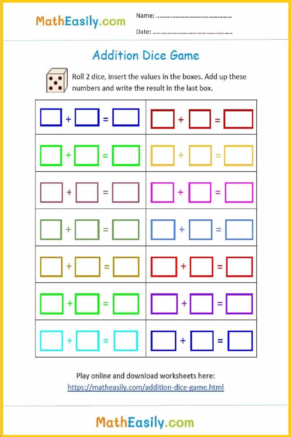 FREE Printable Math Games For Kids PDF Multiplication Math Games