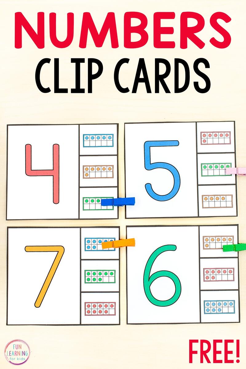 Free Printable Number Matching Clip Cards