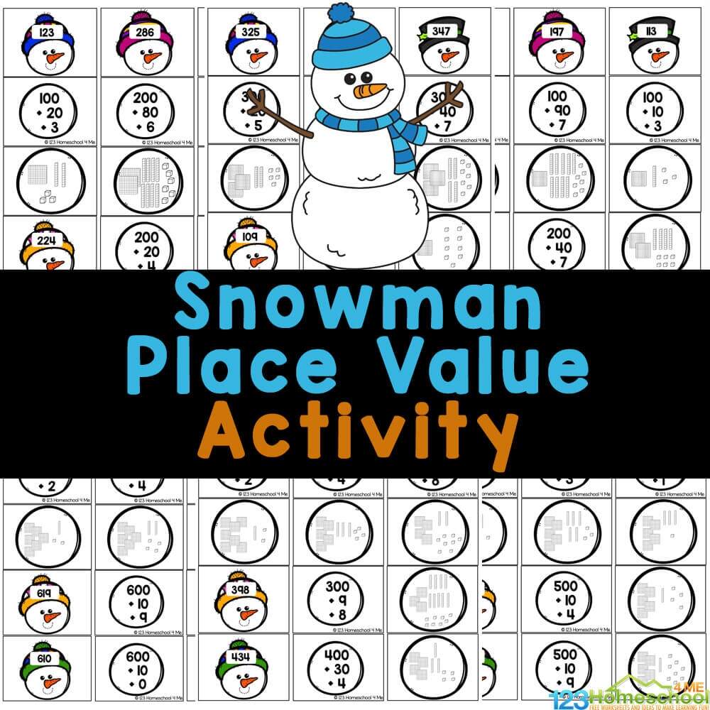 FREE Printable Place Value Snowman Math Activity