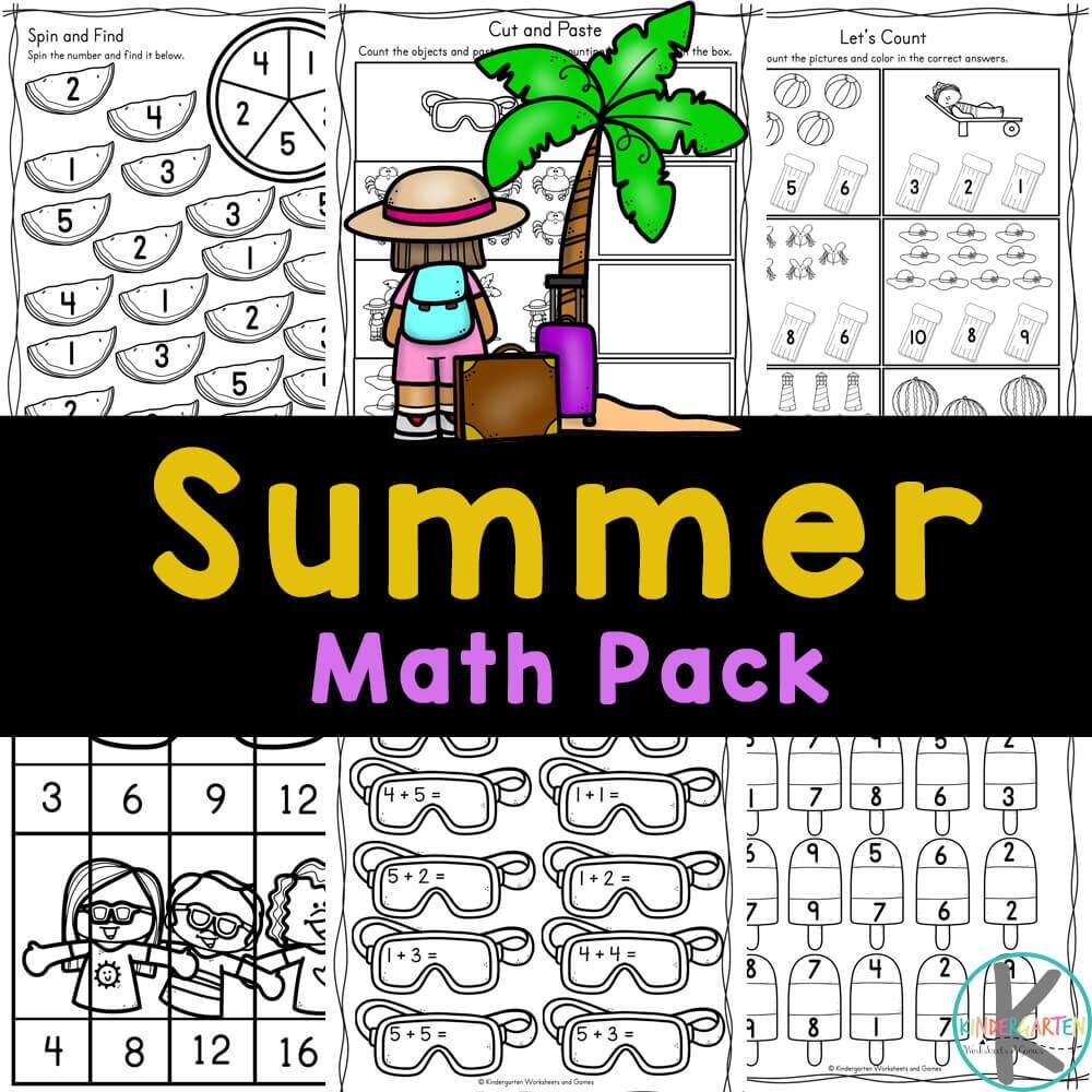 FREE Printable Summer Math Worksheets For Kindergarten Summer Math Activities For Elementary Students