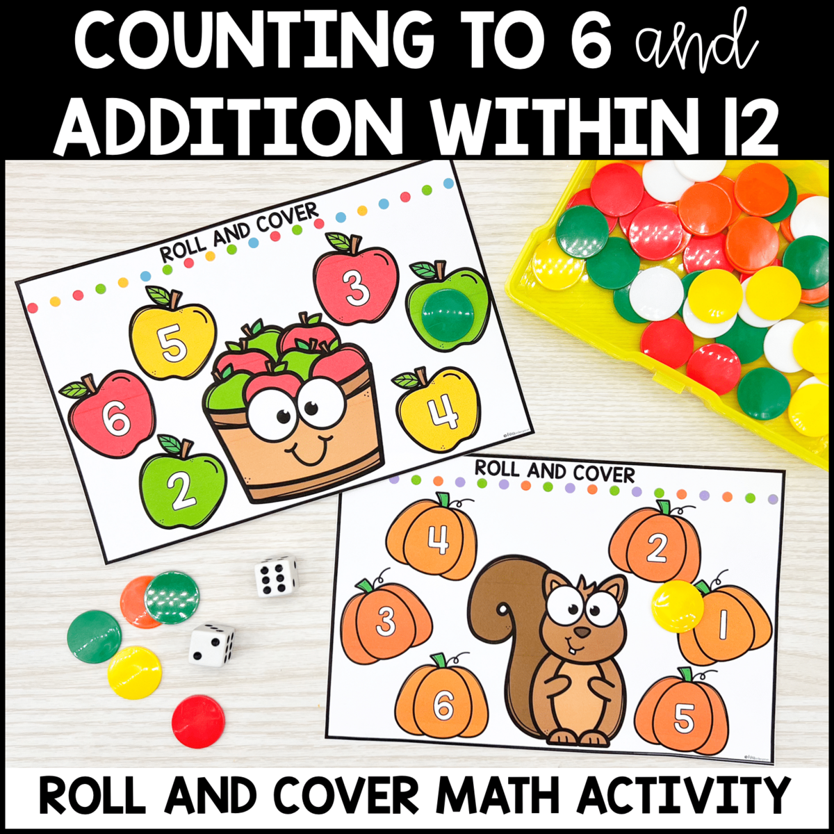 FREE Roll And Cover Addition Mats Miss Kindergarten