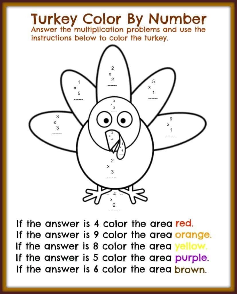 FREE Printable Kindergarten Thanksgiving Math Worksheets