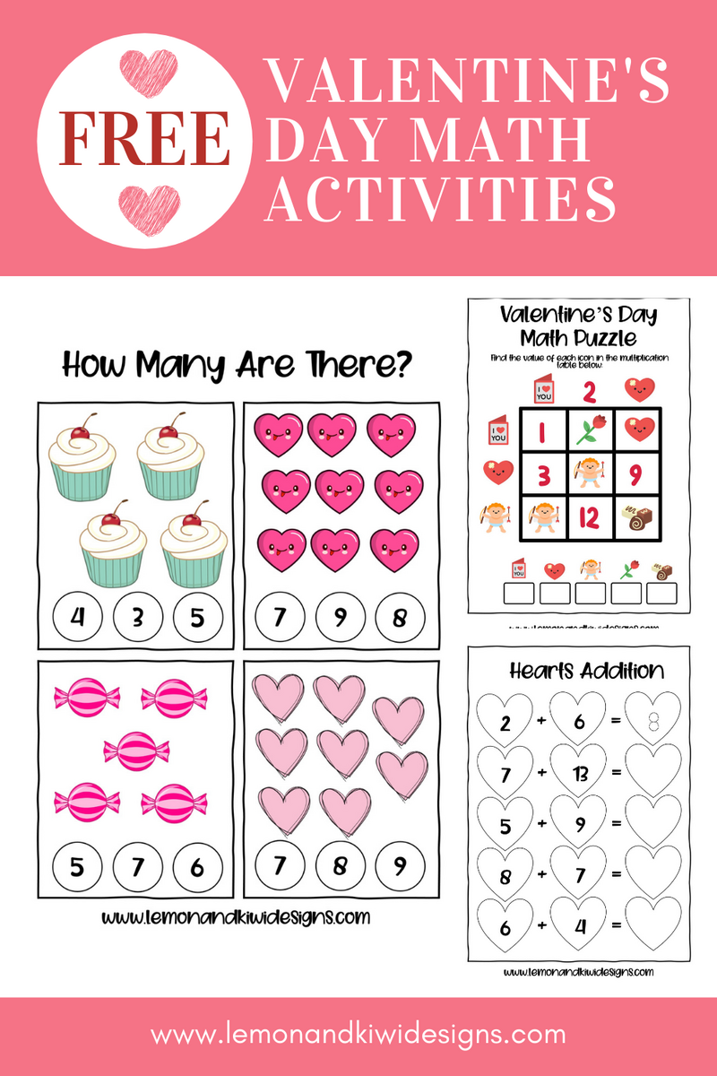 Free Valentine S Day Math Activities Printable Book Lemon And Kiwi Designs Valentine S Day Lessons And Activities
