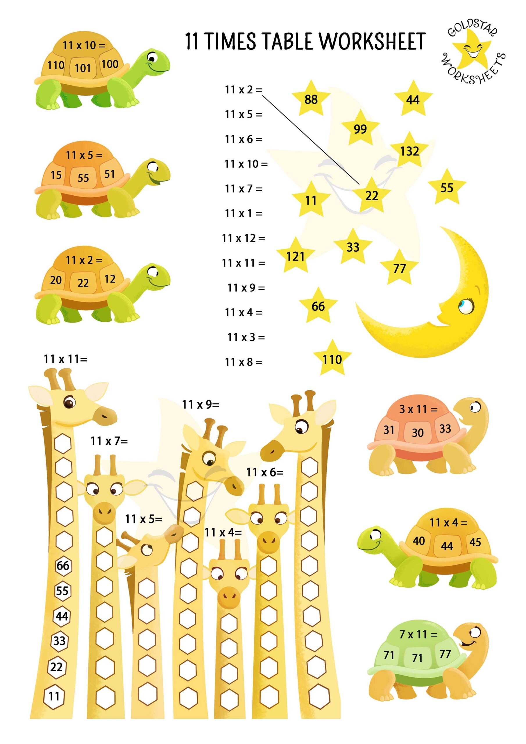 Fun Free 11 Times Table Worksheets Vibrant Designs DIY Coloring