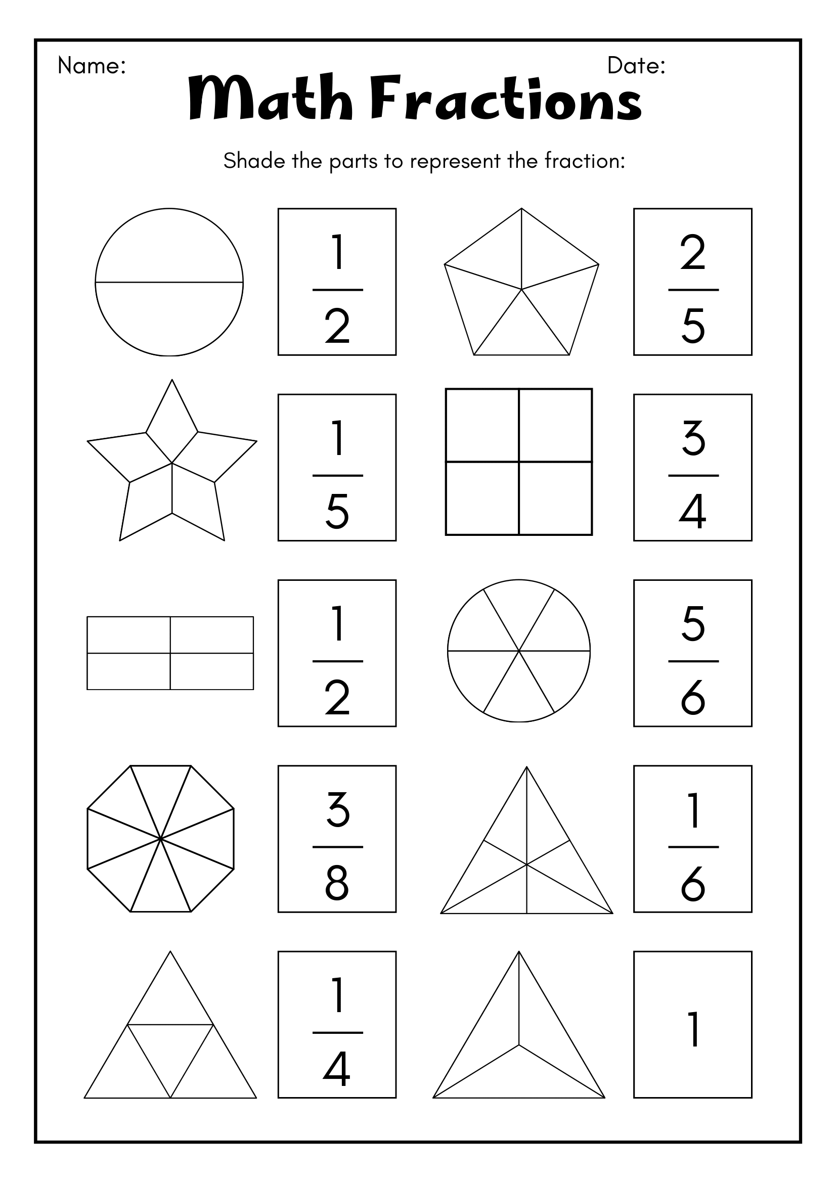 Fun Math Fraction Worksheets For 3rd Graders Made By Teachers Free Printable Fractions Worksheets Comparing Identifying Free Printables Lettering SVG Files Tools Apps