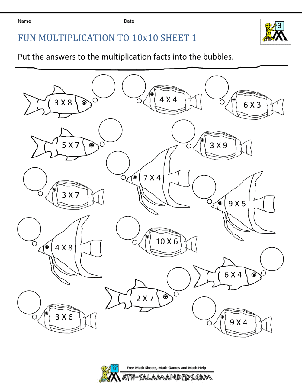 Fun Multiplication Worksheets To 10x10 Fun Multiplication Worksheets To 10x10