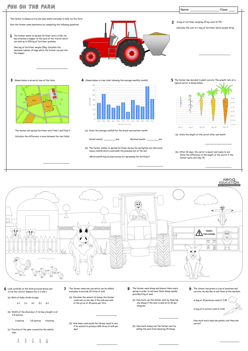 Fun On The Farm Maths A3 Worksheet Teaching Resources Farm Count Match Worksheets Numbers 1 5 By PreKautism TPT