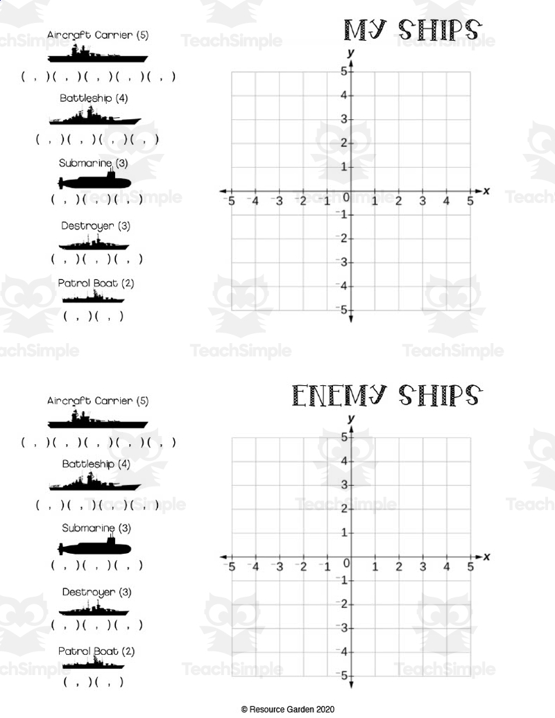 Game Battleship Coordinate On Cartesian Plane By Teach Simple Game Battleship Coordinate By Teach Simple
