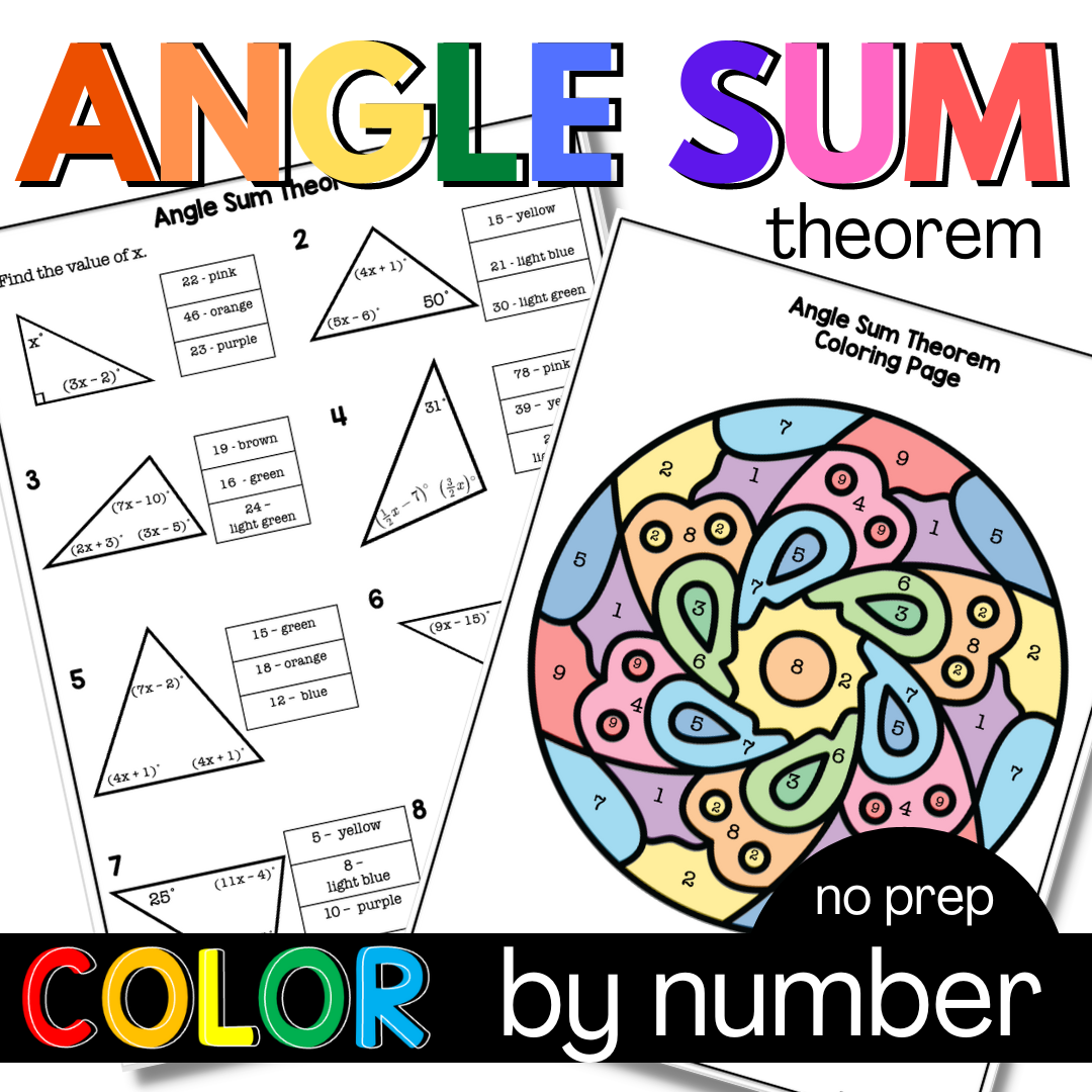 Geometry Angle Sum Theorem Coloring Activity Made By Teachers Geometry Angle Sum Theorem Coloring Activity Made By Teachers