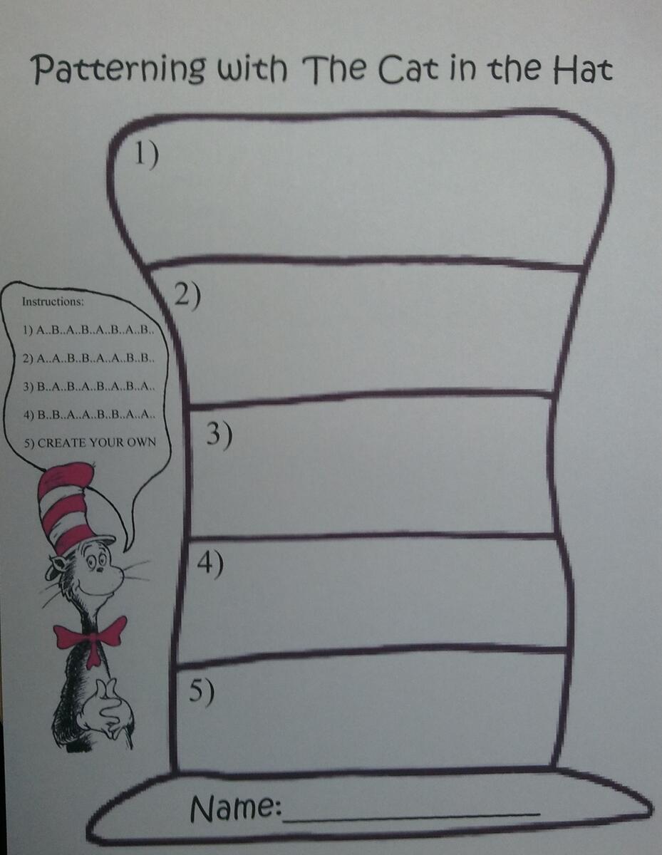 Getting Creative With Kinder Math Dr Suess Patterning Be A Creative Kitten
