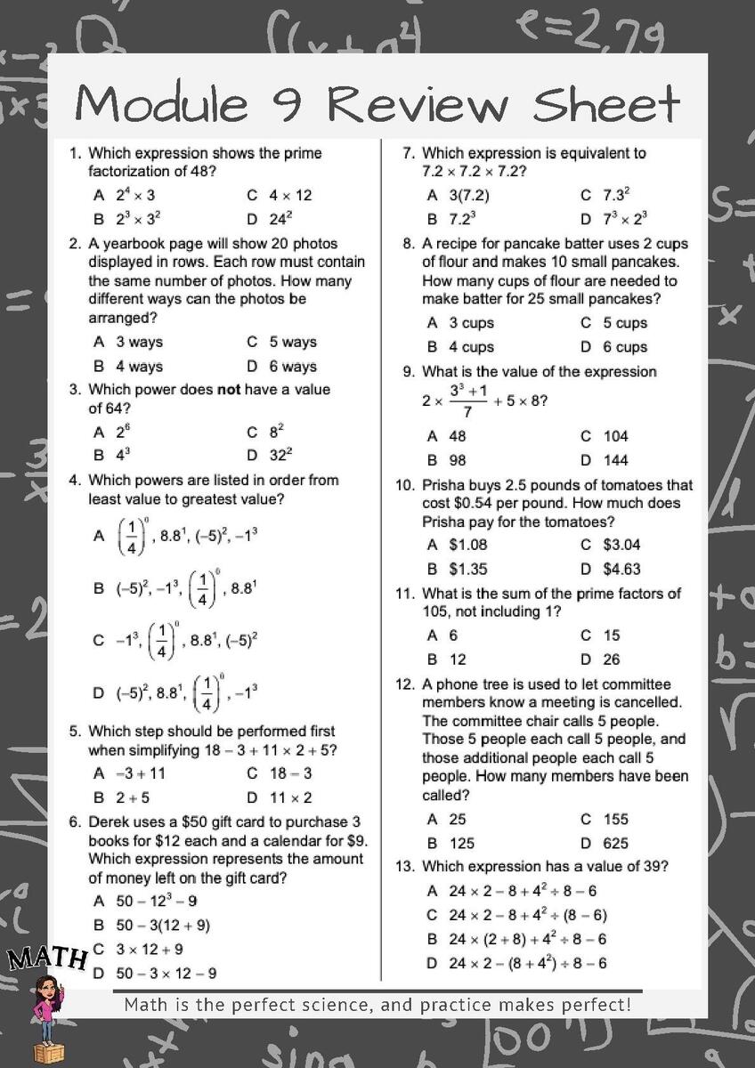 Go Math Aligned Module 9 Test Review Sheet By The Profound Teacher