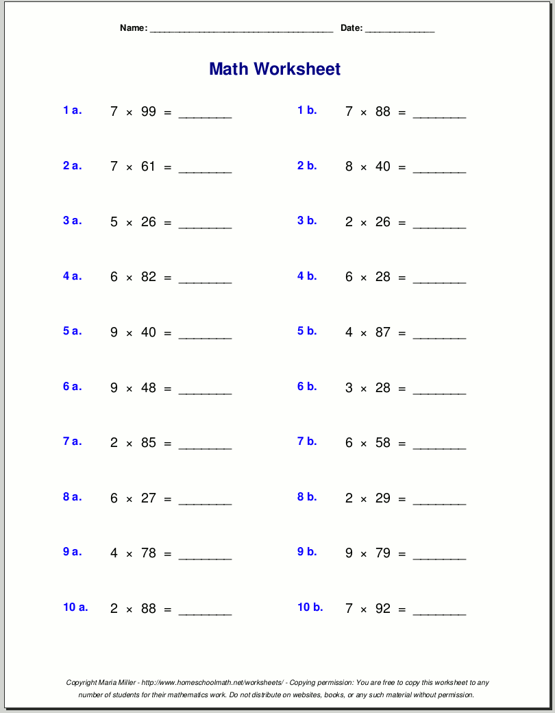 Grade 5 Multiplication Worksheets Printable Multiplication Worksheet Educative Printable