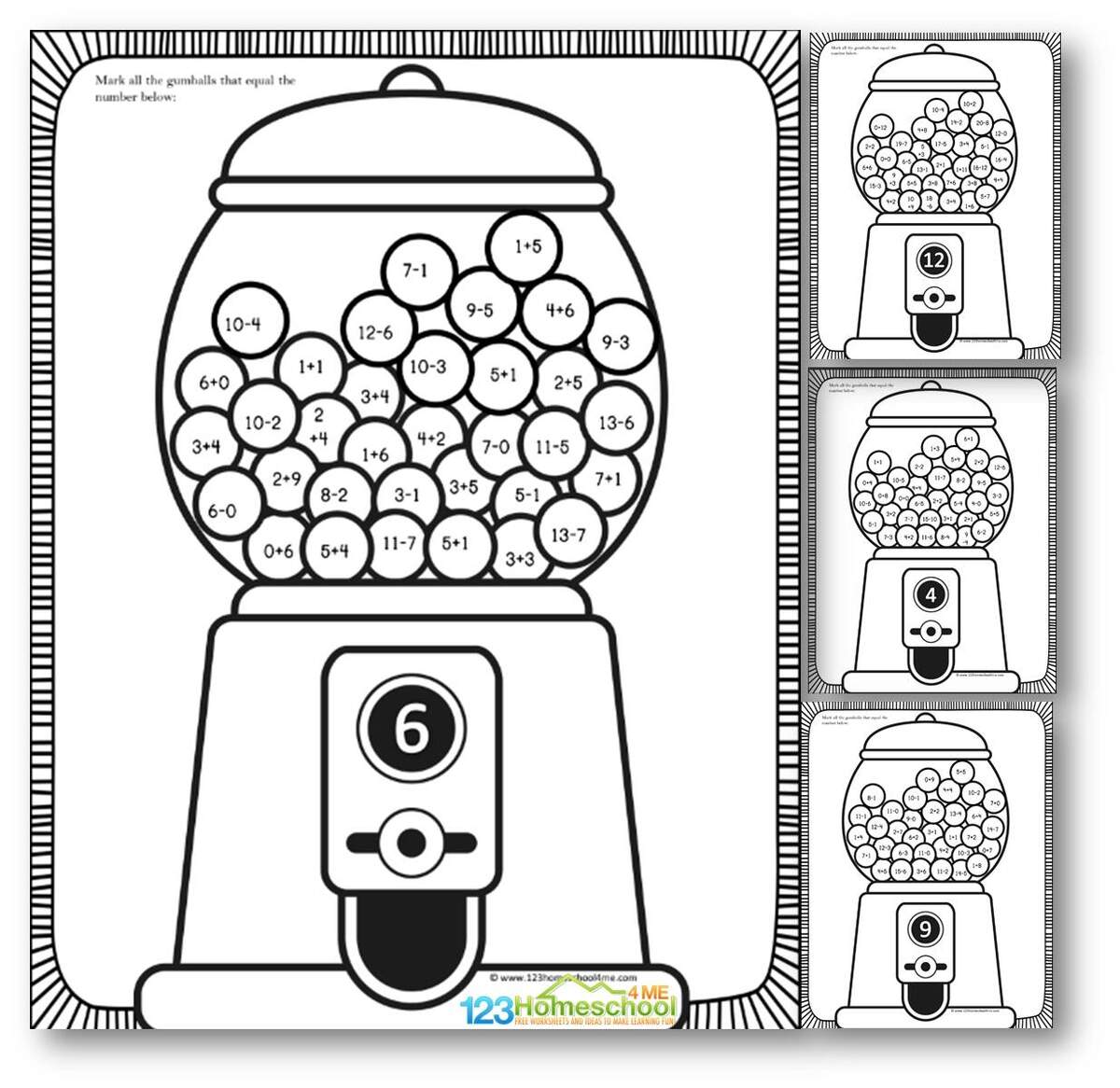 Gumball Addition And Subtraction Worksheets Pdf 123 Homeschool 4 Me Gumball Addition And Subtraction Worksheets Pdf 123 Homeschool 4 Me