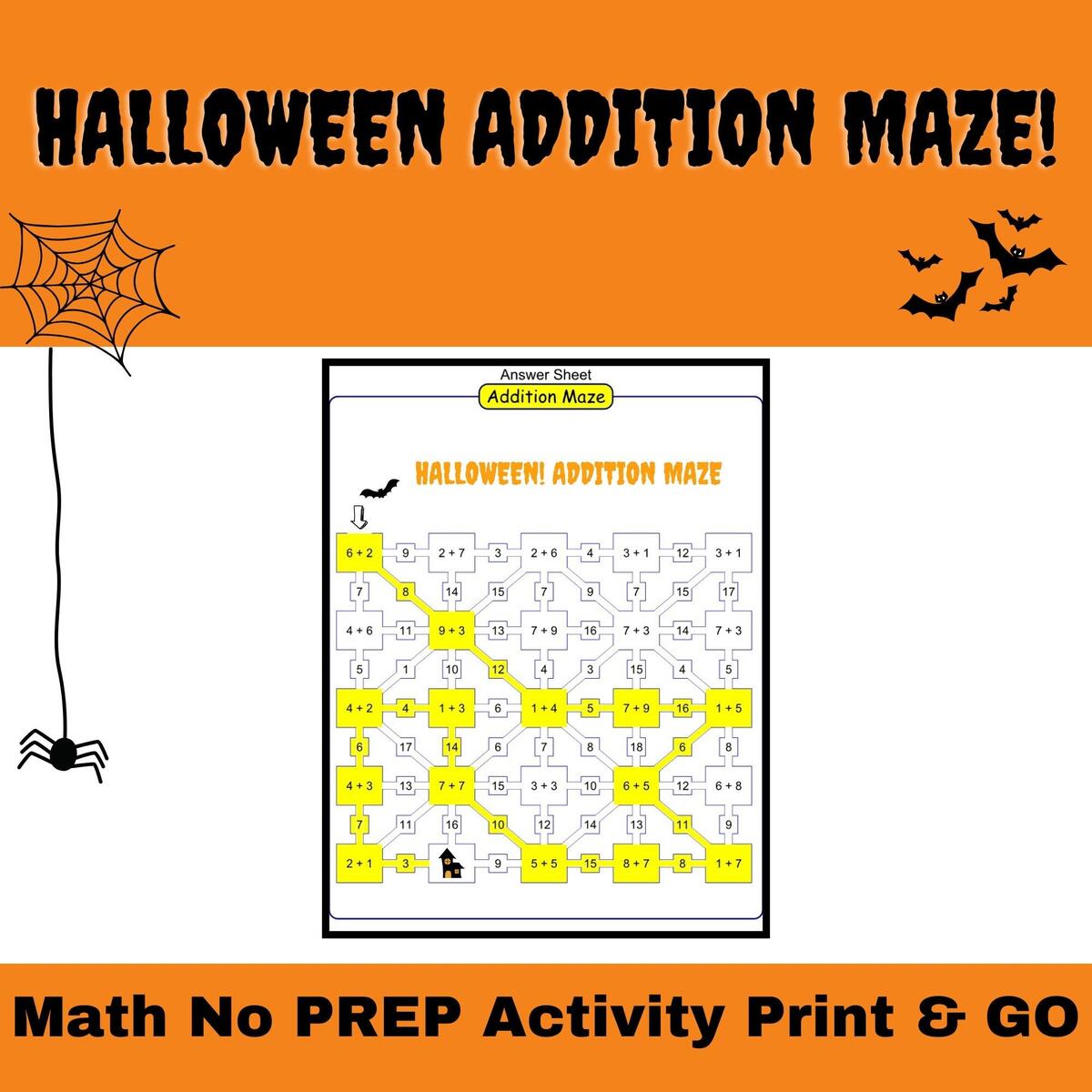 Halloween Math Addition Maze Upper Elementary Printable Digital Download Etsy Halloween Math Addition Maze Upper Elementary Printable Digital Download Etsy
