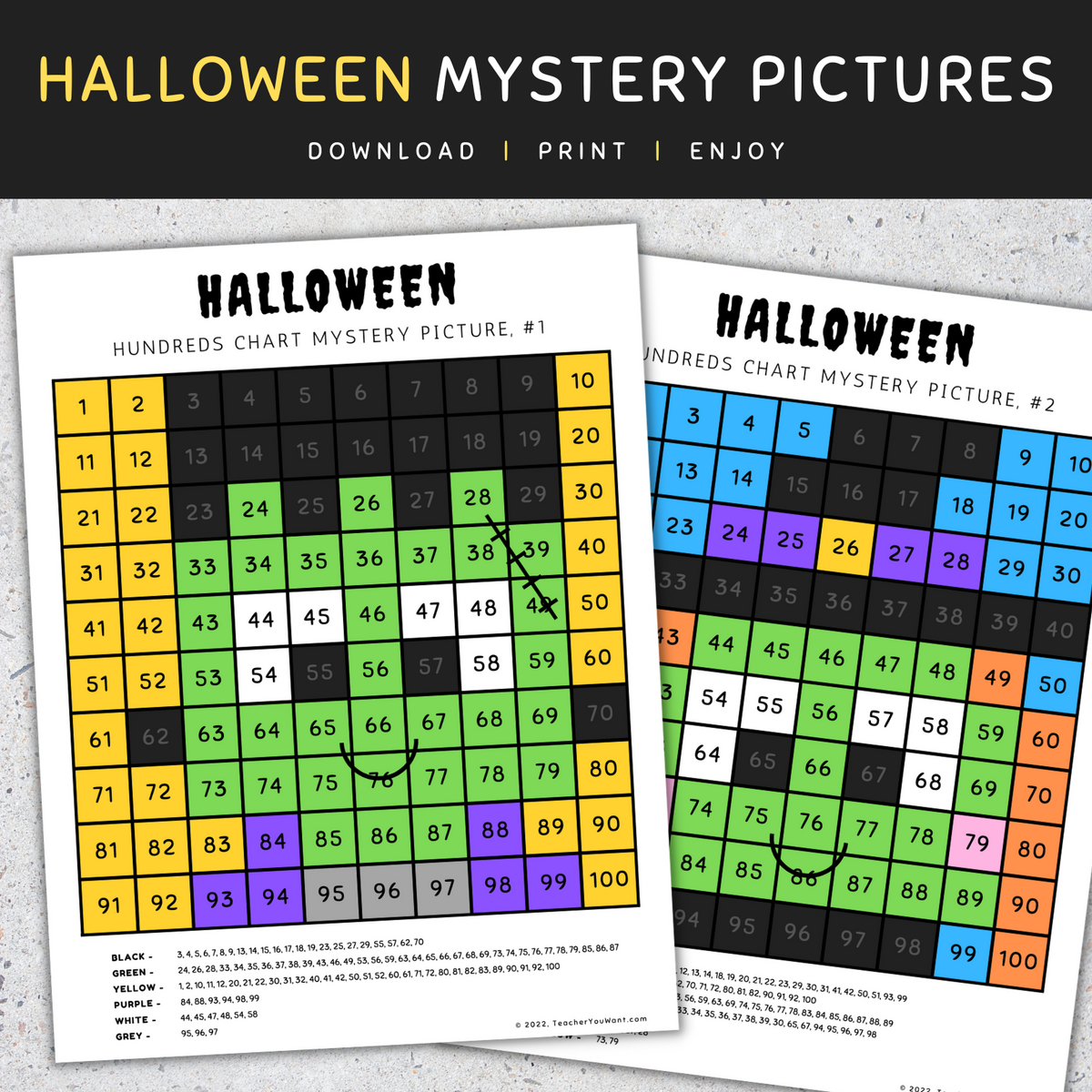Halloween Math Hundreds Chart Mystery Picture Halloween Color By Number Made By Teachers 2 Free And Fun Halloween Number Matching Mystery Puzzle Activities For Preschoolers Smart Cookie Printables