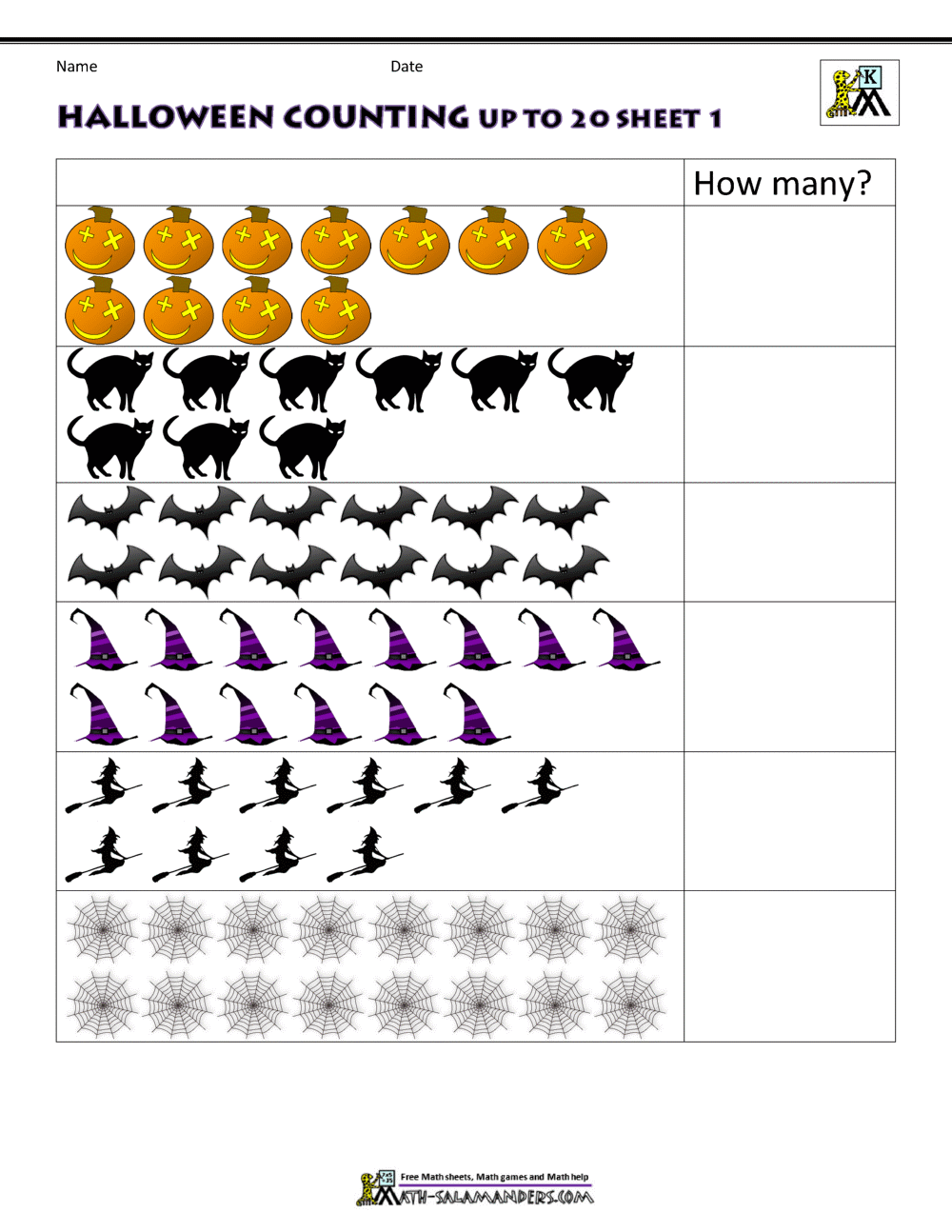 Halloween Math Worksheets For Kindergarten