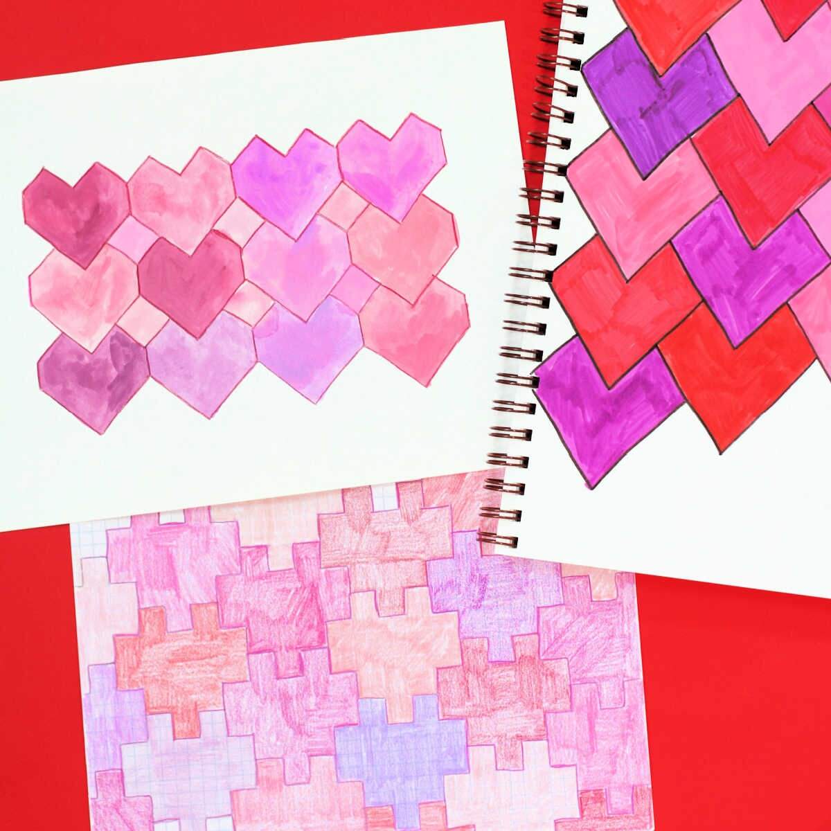 Heart Tessellations Three Lovely Math Art Designs