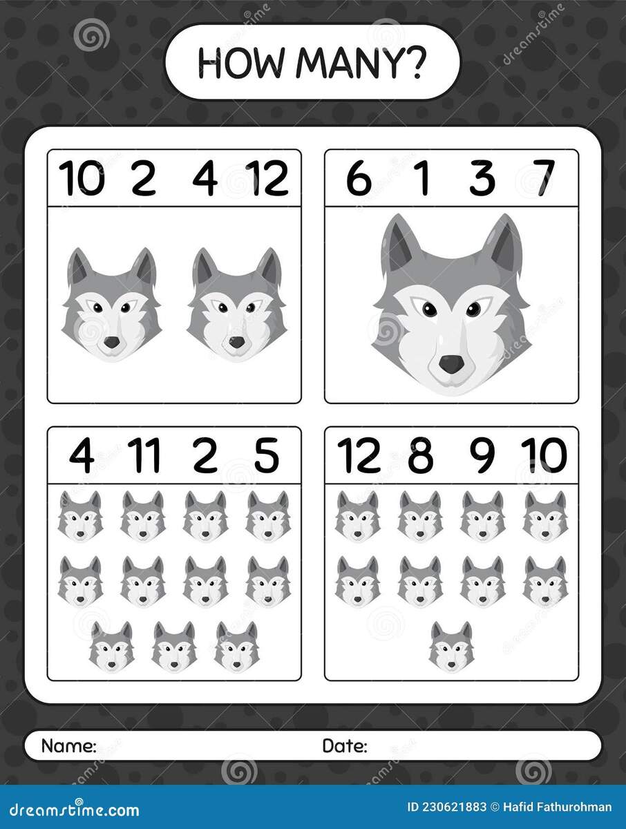 How Many Counting Game With Wolf Worksheet For Preschool Kids Kids Activity Sheet Stock Vector Illustration Of Matching Mathematics 230621883