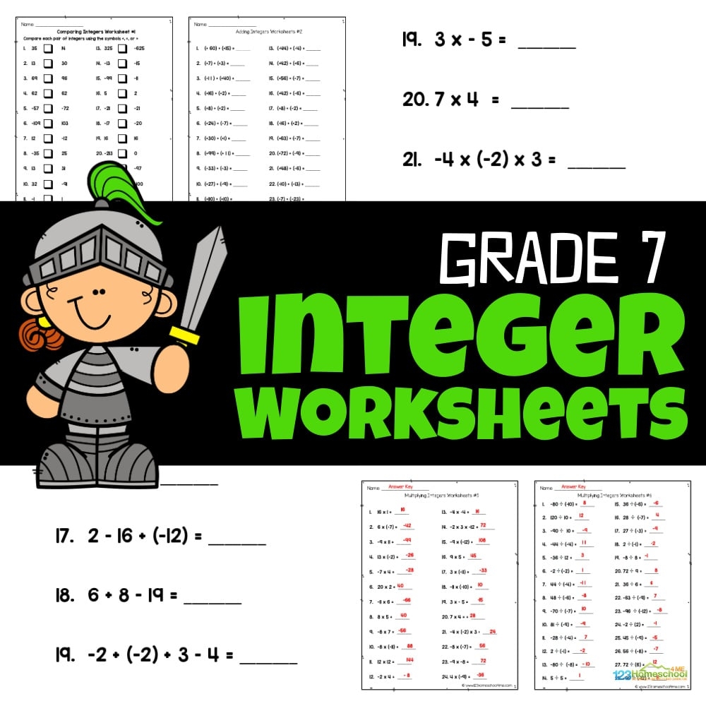 Integers Worksheets For Grade 7 Math Integers Worksheets For Grade 7 Math