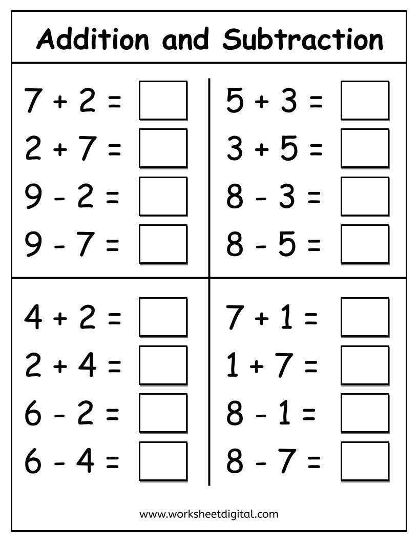 Kindergarten Addition Worksheets Number Fact Family Printable PDF Etsy Israel Kindergarten Addition Worksheets Number Fact Family Printable PDF Etsy Israel