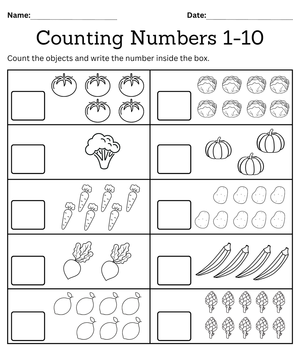 Kindergarten Math Counting Objects Worksheets 1 10 Black And White Made By Teachers Printable Kindergarten Math Worksheets PDF Free Download