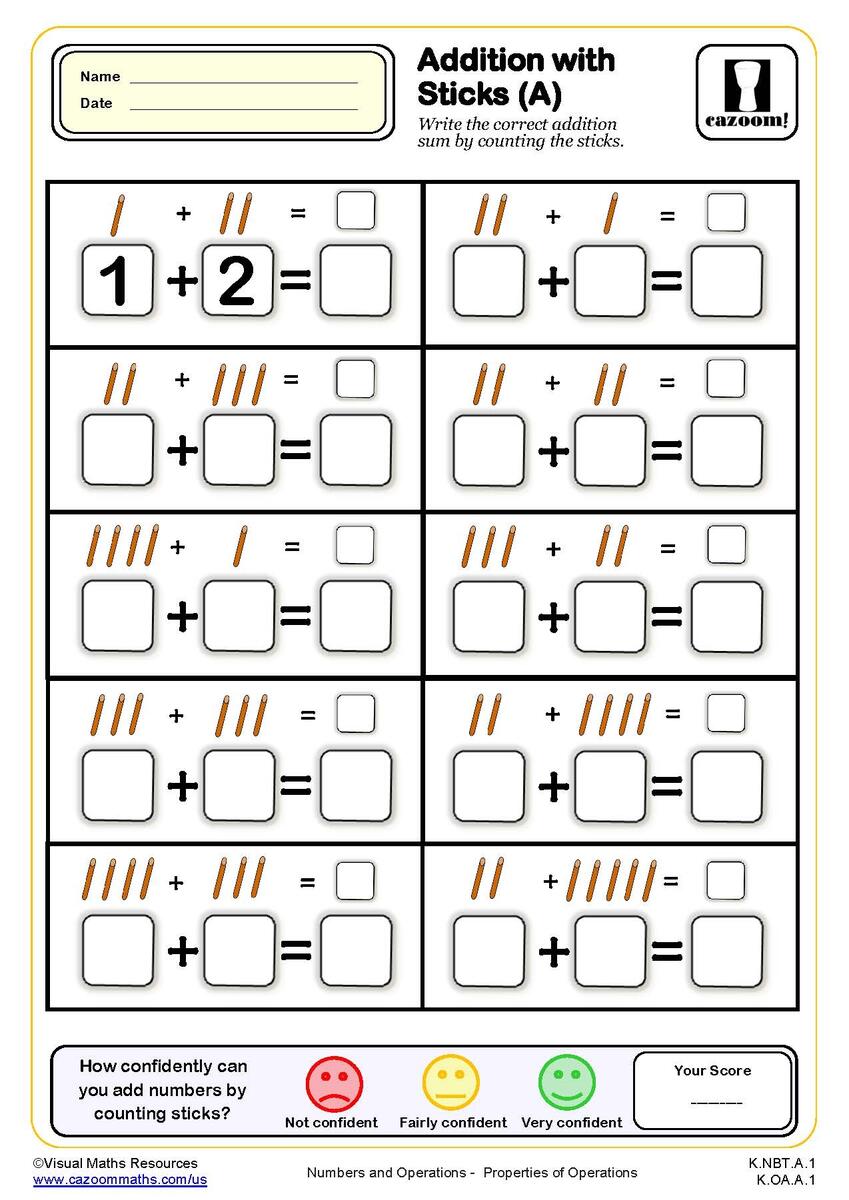 Addition Math Worksheets For Kindergarten