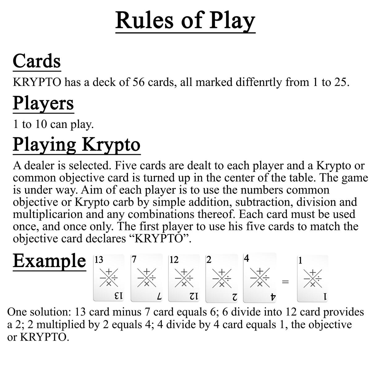 Krypto Jeu D Arithm Tique Original Jeu De Cartes De Multiplication Division Addition Soustraction Amazon Ca Jeux Et Jouets Krypto Jeu D Arithm Tique Original Jeu De Cartes De Multiplication Division Addition Soustraction Amazon Ca Jeux Et Jouets