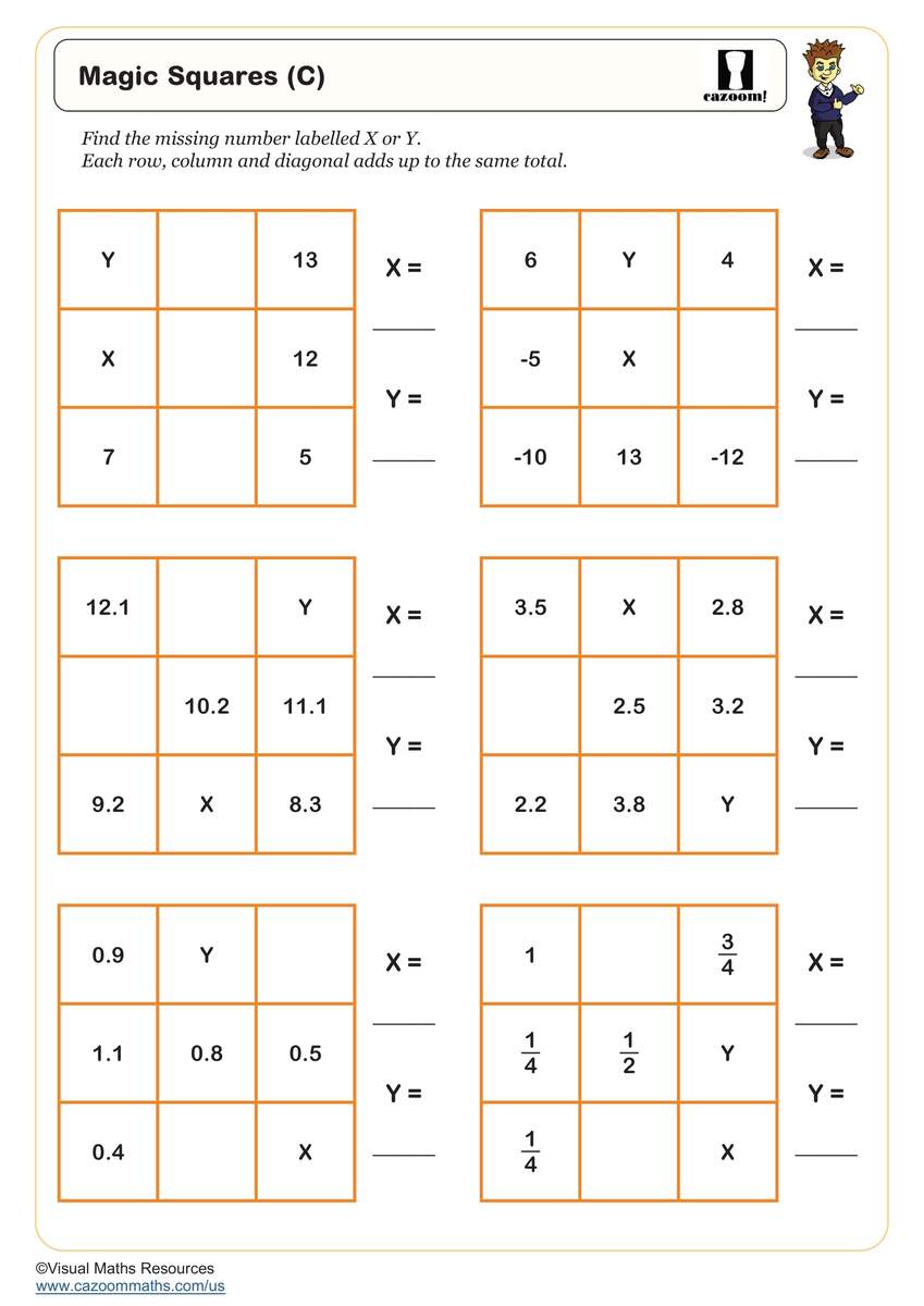 Magic Squares C Puzzle FREE Teaching Resources Cazoom Math Area By Counting Squares A Worksheet PDF Printable Measurement Worksheets