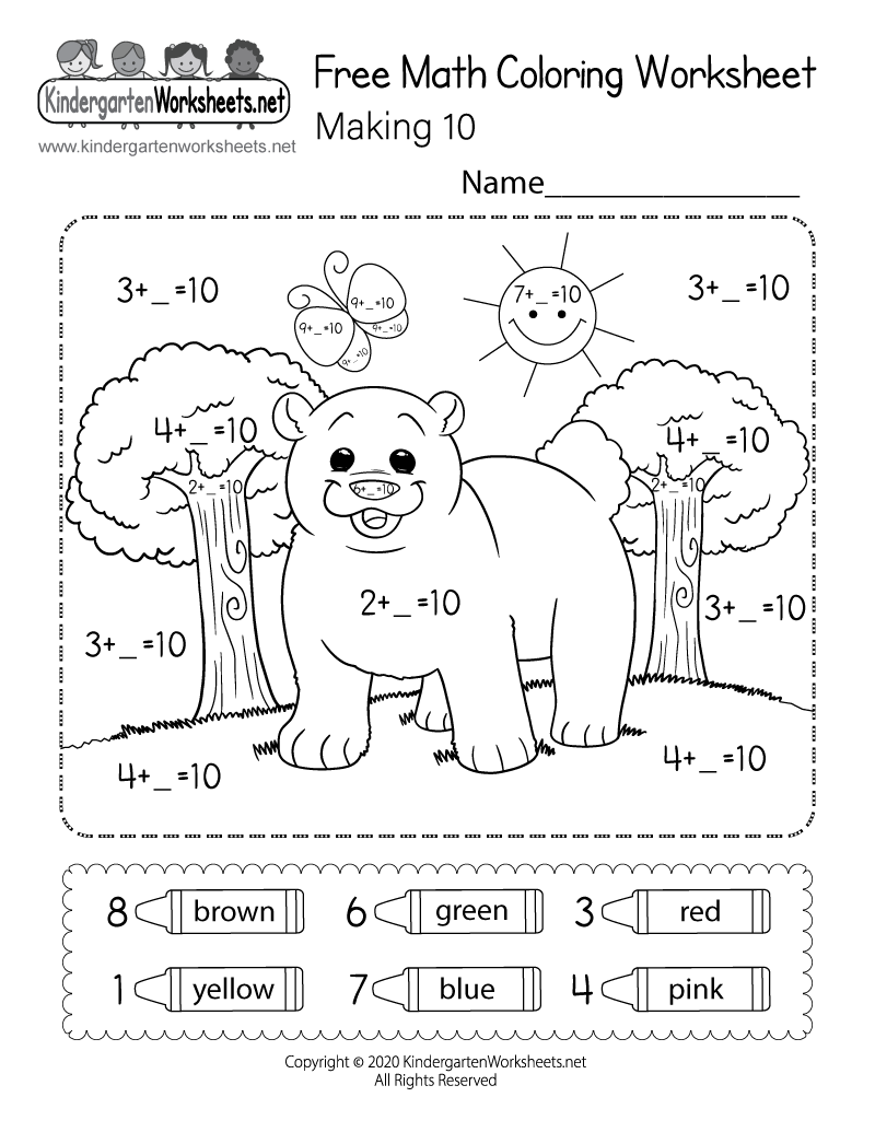 Making 10 Math Coloring Worksheet Free Printable Digital PDF Math Coloring Pages Printable PDFs By K12mathworksheets