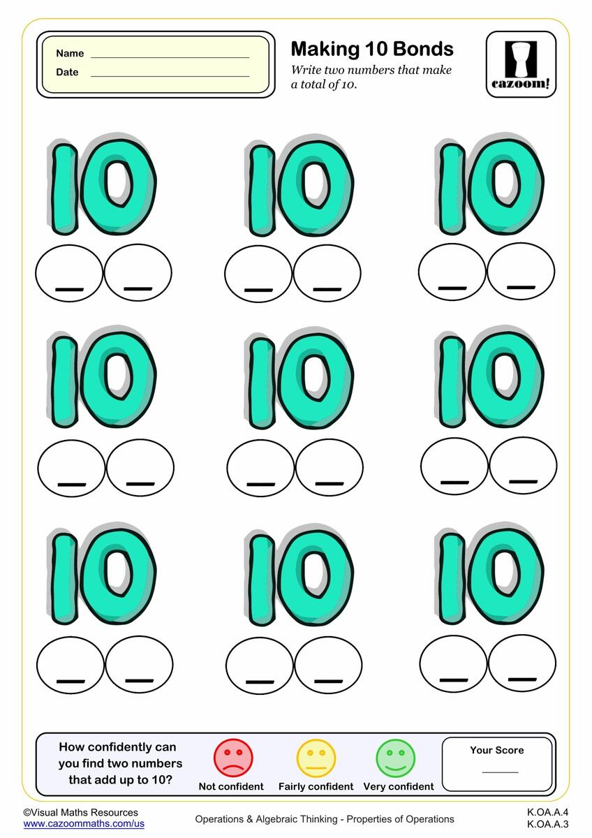 Make Ten Math Activity Free Printable