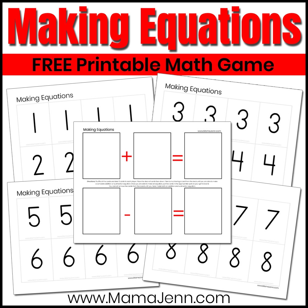 Making Equations FREE Printable Addition Subtraction Math Game