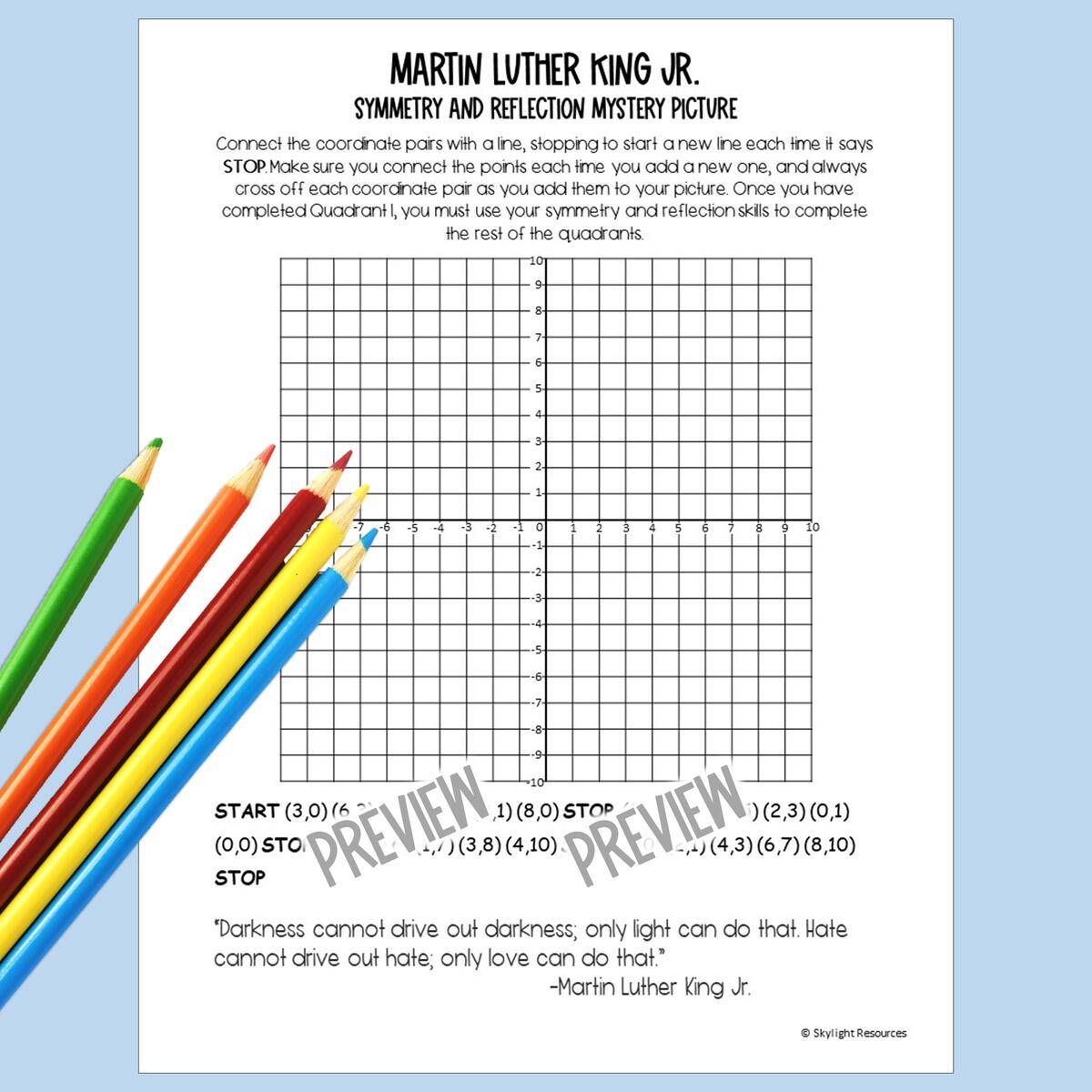 Martin Luther King Jr Coordinate Plane Symmetry And Reflection Activity Worksheets Library Martin Luther King Jr Coordinate Plane Symmetry And Reflection Activity Worksheets Library