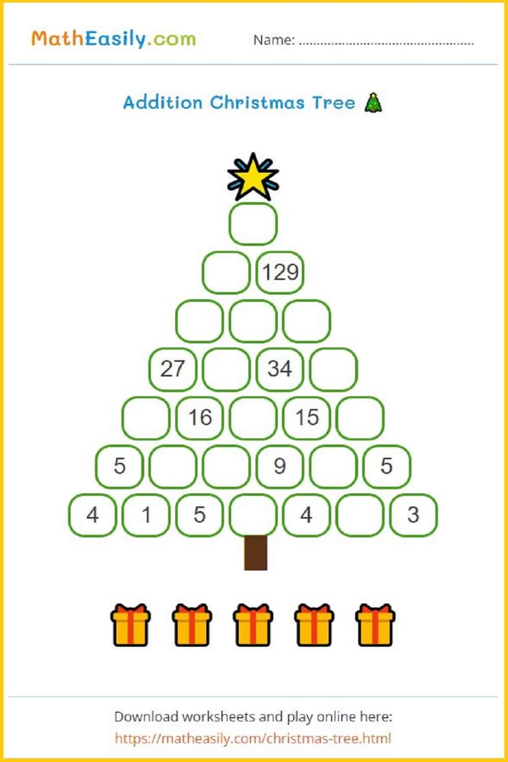 Math Christmas Tree Puzzle ONLINE Worksheets Math Christmas Tree Puzzle ONLINE Worksheets