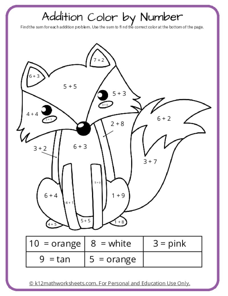 Math Coloring Pages Printable PDFs By K12mathworksheets Spring Color By Number Pages K12 Math Worksheets