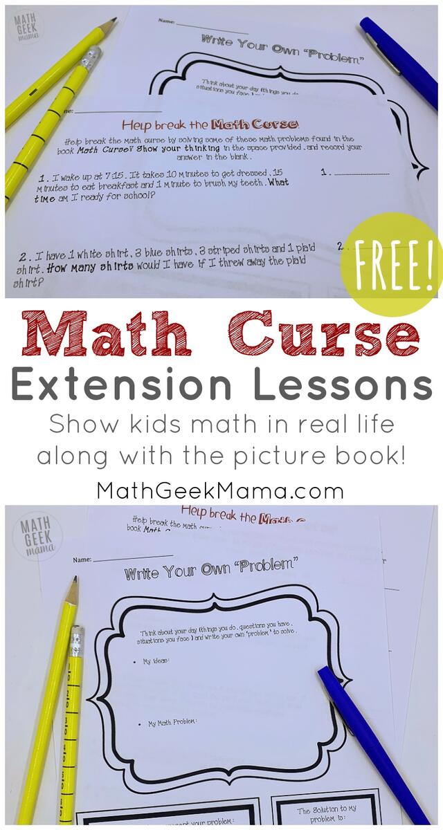 Math Curse Activity Pack Free Book Activities