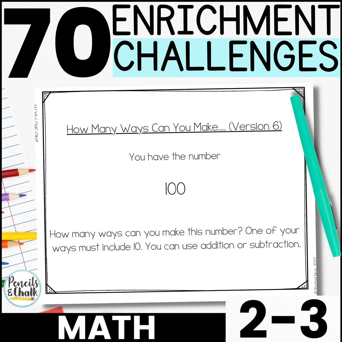 Math Enrichment Activities For Early Finishers And Gifted Students 2nd And 3rd Grade Etsy