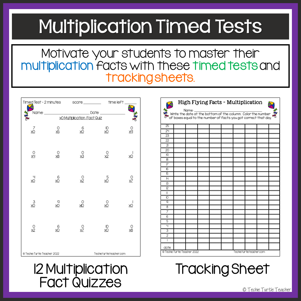 Math Fact Fluency Timed Quizzes Tracking Sheets Multiplication Classful