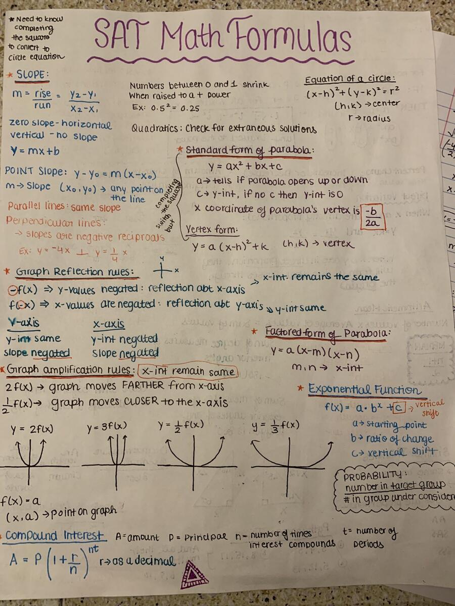 MATH Formula Cheat Sheet R Sat