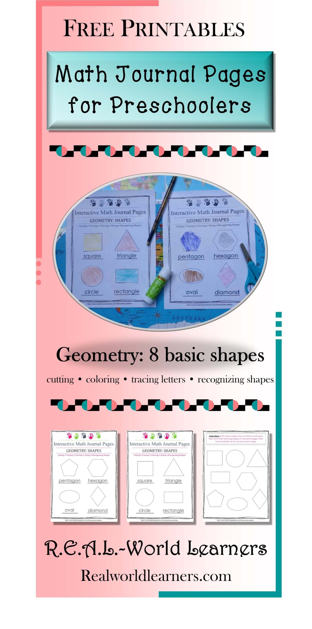 Math Monday Free Interactive Journal Page Download For Shapes Practice Pre K 1st Grade R E A L World Learners