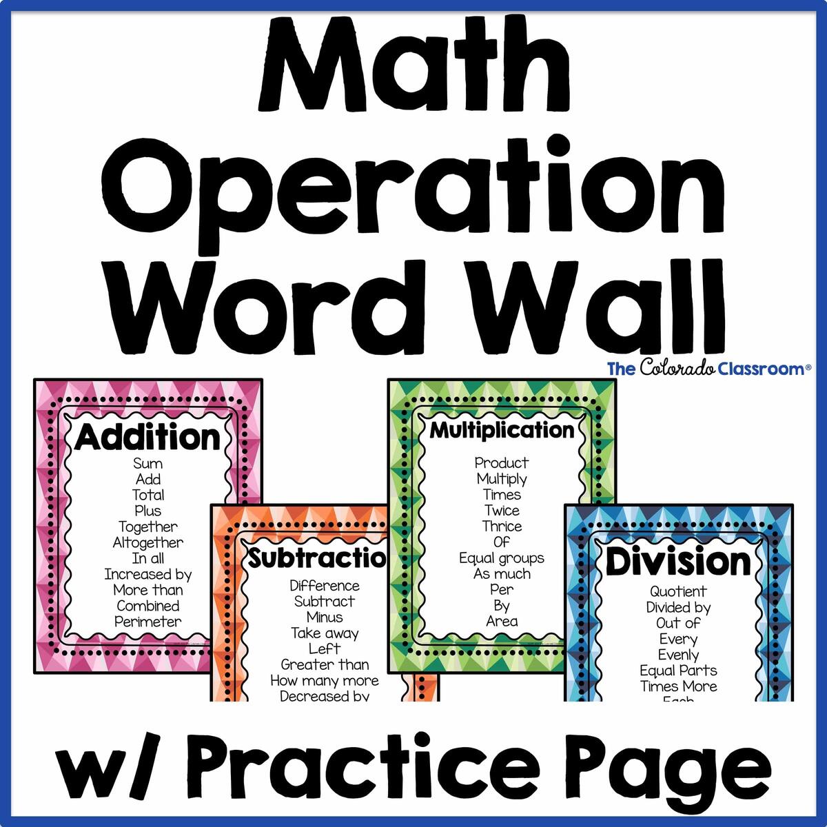 Math Operation Word Wall The Colorado Classroom Math Operation Word Wall The Colorado Classroom