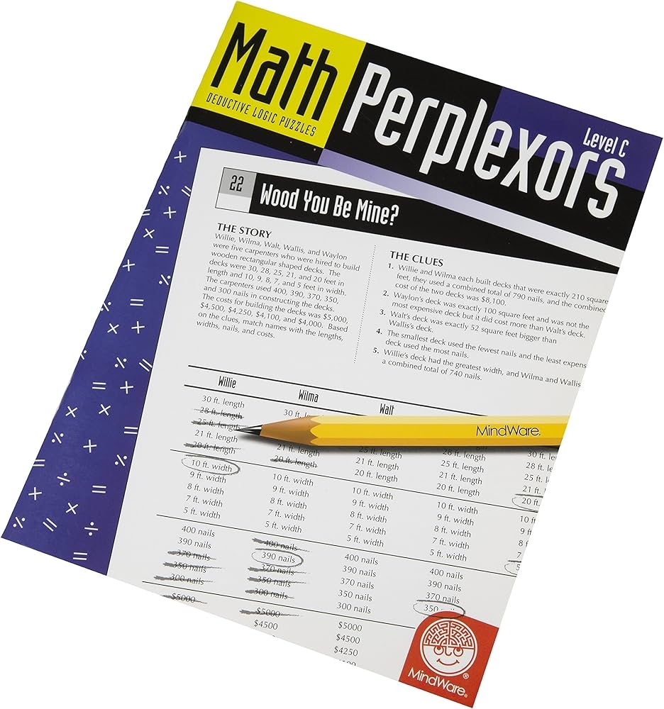 Math Perplexors Deductive Logic Puzzles Level C Grades 5 6 Greg Gottstein 9781933054643 Amazon Books Math Perplexors Deductive Logic Puzzles Level C Grades 5 6 Greg Gottstein 9781933054643 Amazon Books