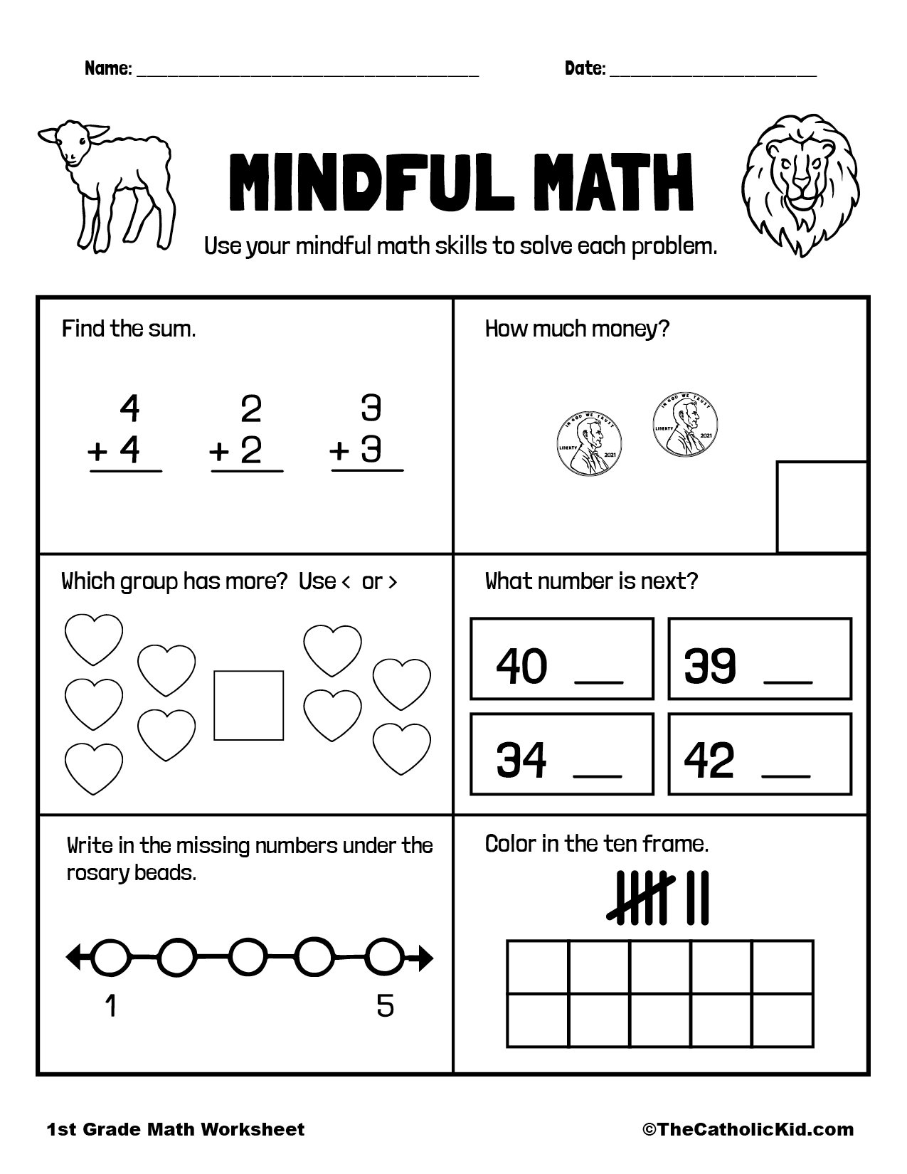 Free 1st Grade Math Worksheet Templates To Customize Canva