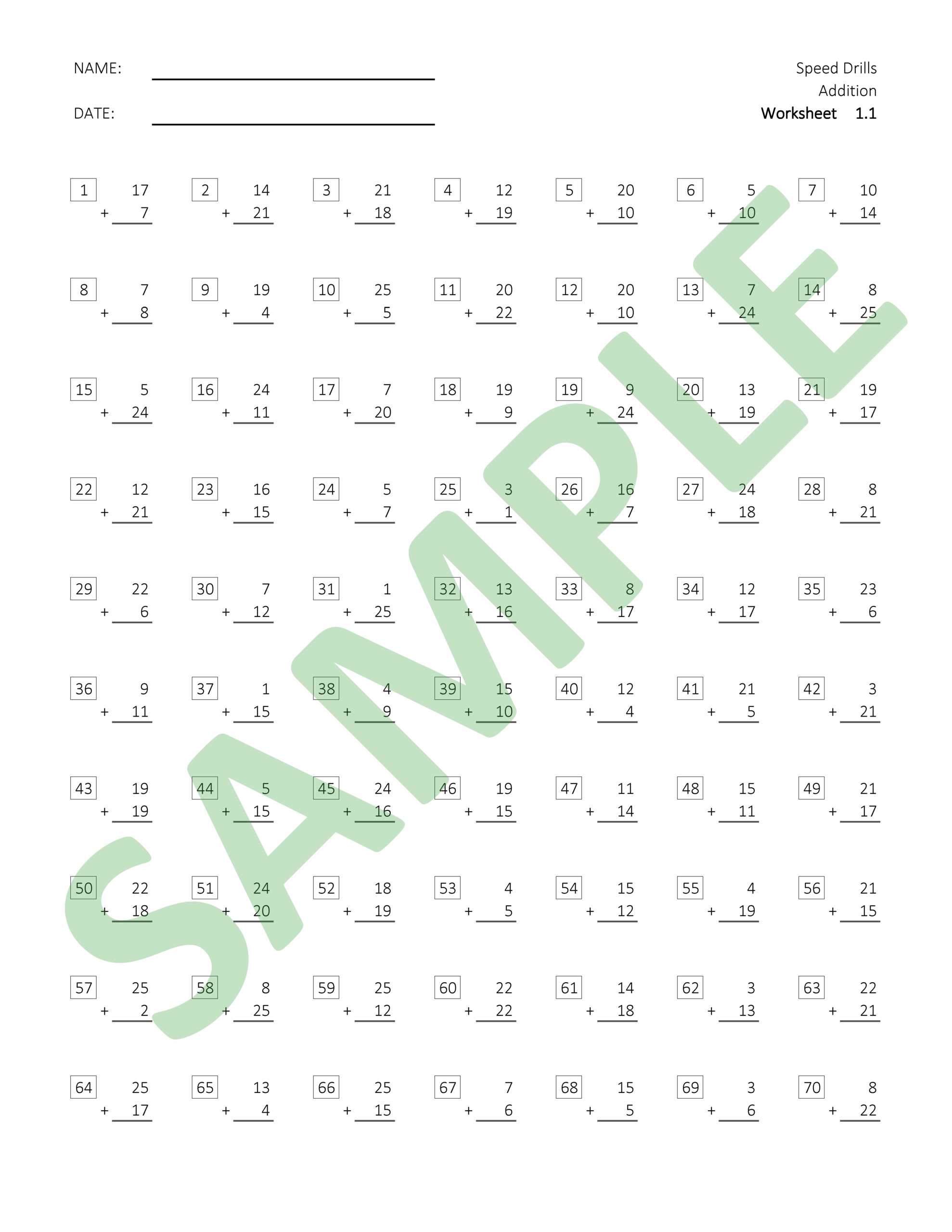 Math Drills Worksheets
