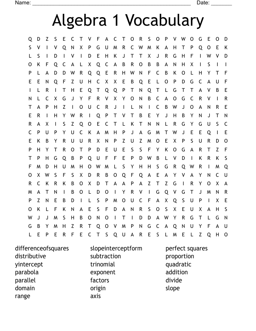 Math Terms Word Search WordMint