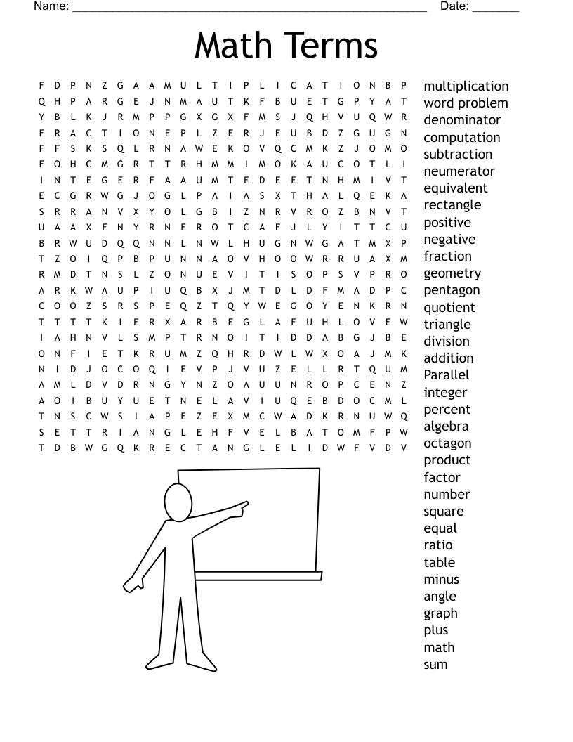 Math Terms Word Search WordMint Oliver S Maths Challenge Word Search WordMint