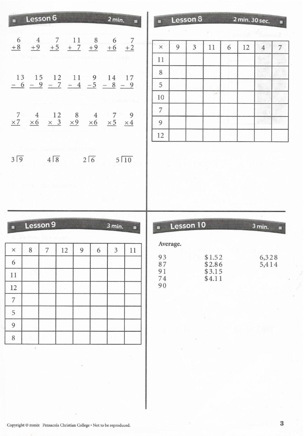 MATH TEST 1 ABEKA Online Exercise For Worksheets Library